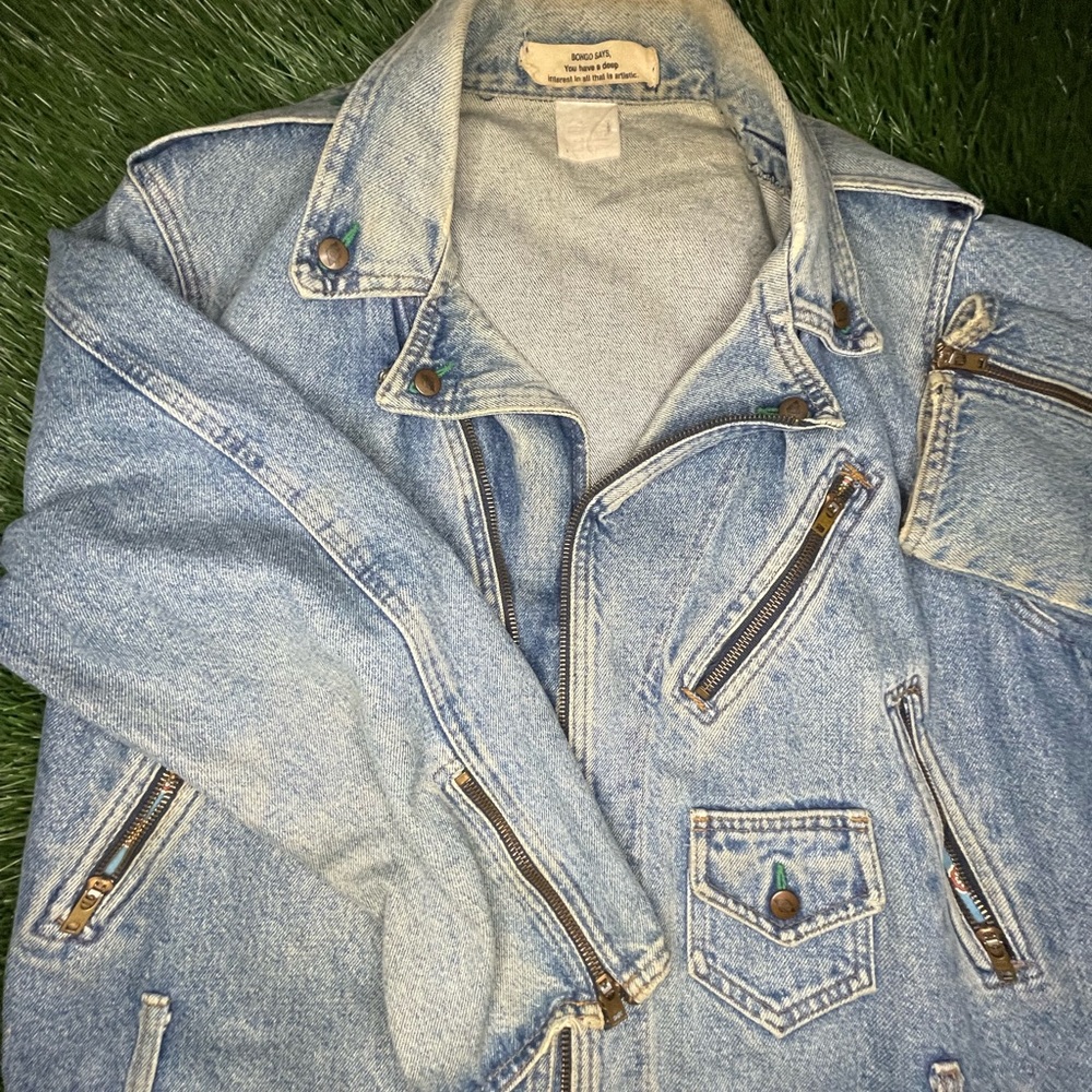 Vintage 80s 90s ish Bongo Biker Style Denim Jacket